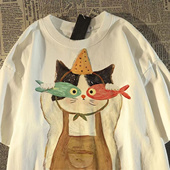 日系可爱猫咪印花短袖 t恤男女宽松夏季 oversize高街情侣上衣12