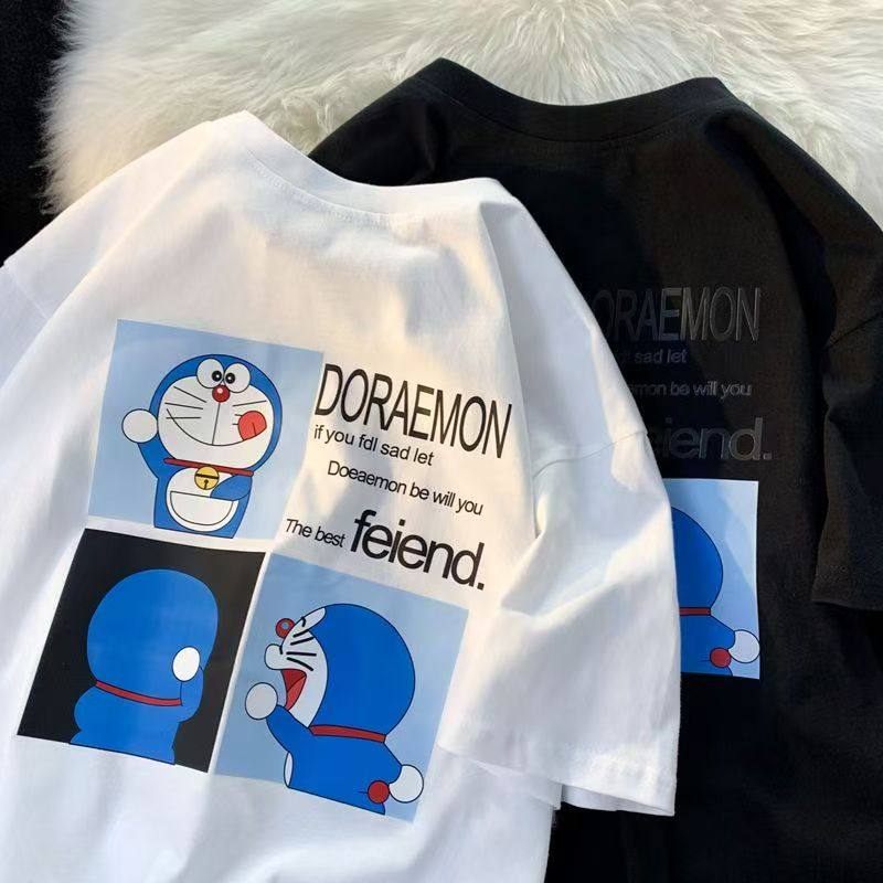 哆啦A梦卡通短袖T恤男夏季chic盐系宽松休闲半袖圆领潮流五分袖,男装,T恤,淘宝优惠券,粉丝福利购,淘宝优惠卷