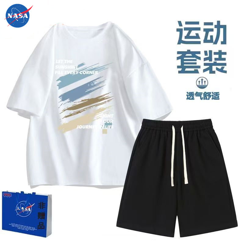 NASA短袖T恤男女宽松休闲上衣体恤2025新款夏季美式简约字母T衣服图片