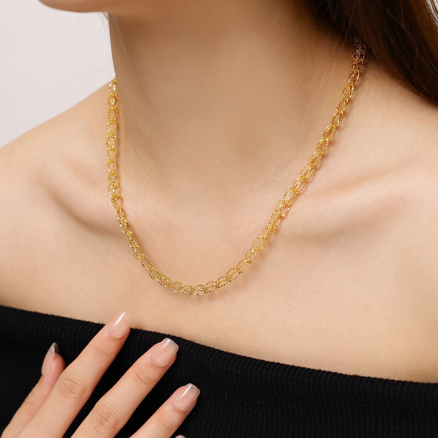 手工编织爆闪珠珠项链高级感满满