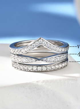 卓蝶珠宝S925银镀18K白金钻戒指