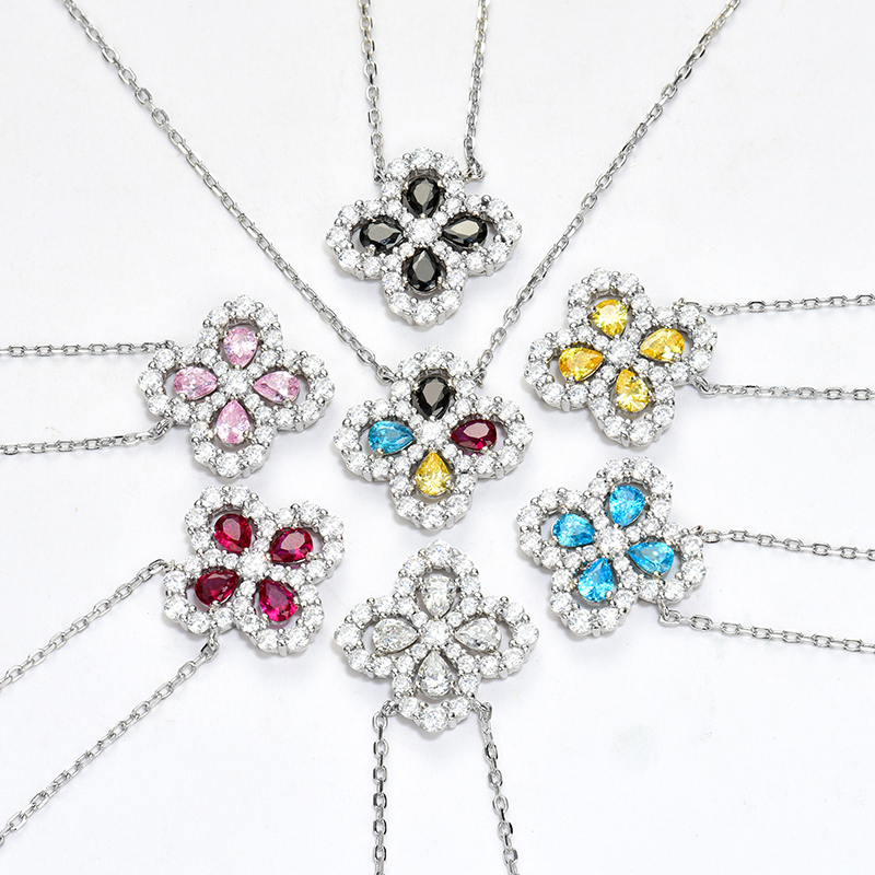 卓蝶珠宝纯银镀金四叶草项链时尚个性ins日韩风小众设计感吊坠女