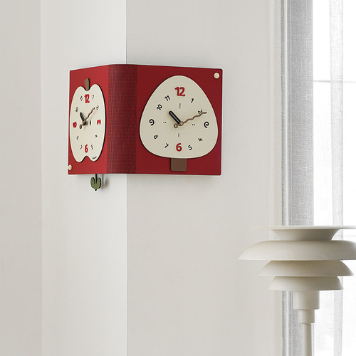 ins免打孔简约时尚转角双面挂钟