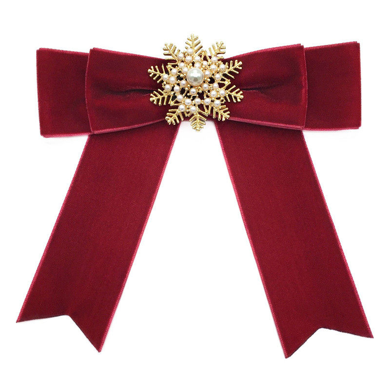 甜美可爱圣诞风丝绒领结女衬衫领口装饰蝴蝶结领花时尚衣领配饰