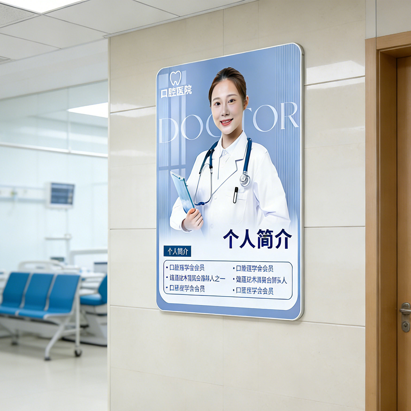 医生教师练牙科验光师医美亚克力个人简介形象展示牌挂墙设计制作