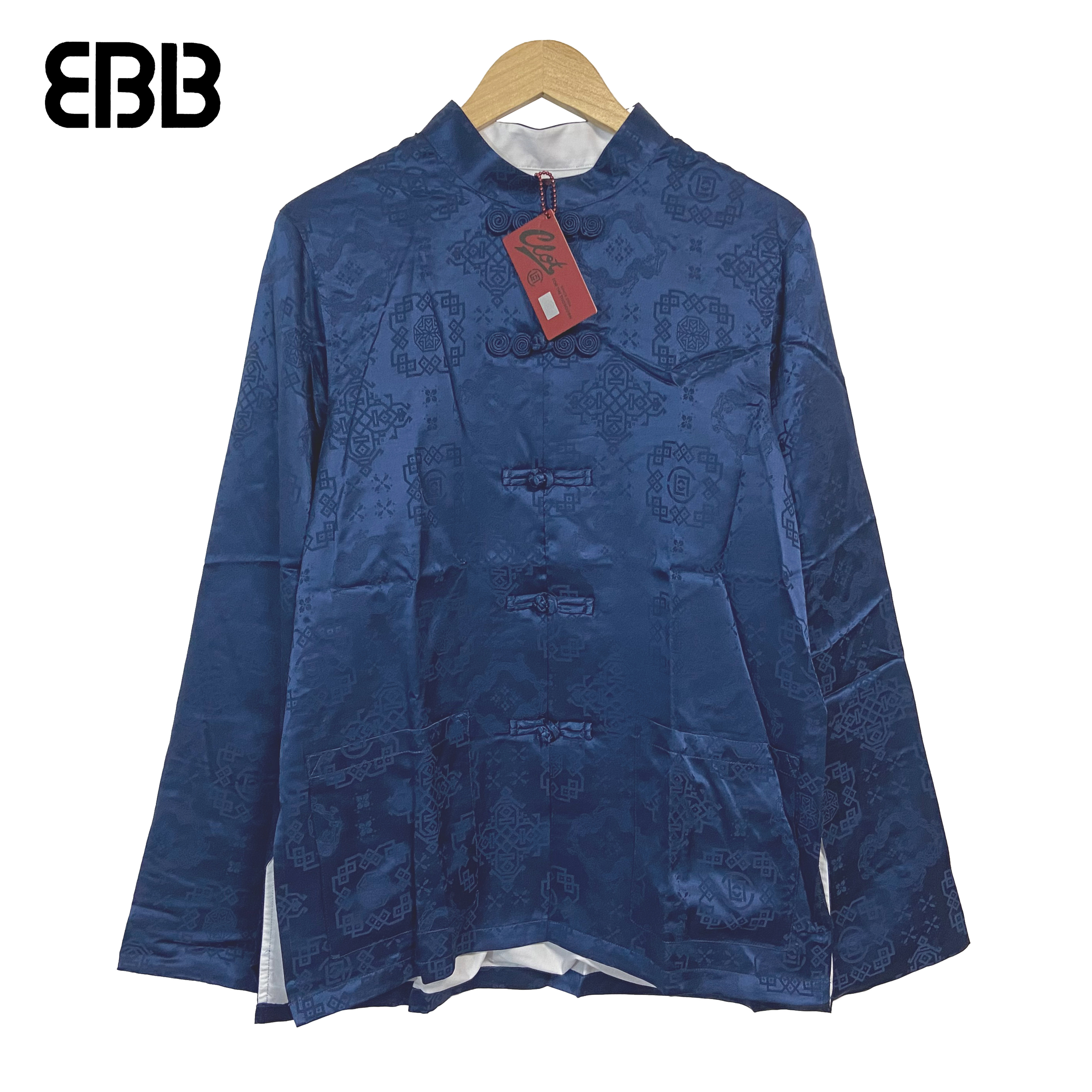 【限量现货】clot royale silk l/s navy shirt深蓝丝绸长袖t恤