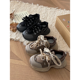 港风复古时尚休闲运动鞋女ins超火学生百搭厚底增高棕色老爹鞋女