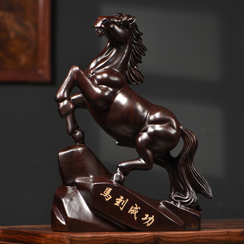 黑檀木雕马摆件实木雕刻工艺礼品摆饰开业送礼招财家居饰品桌面客