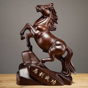 黑檀木雕马摆件实木马到成功工艺品家居客厅电视柜装饰品开业礼品