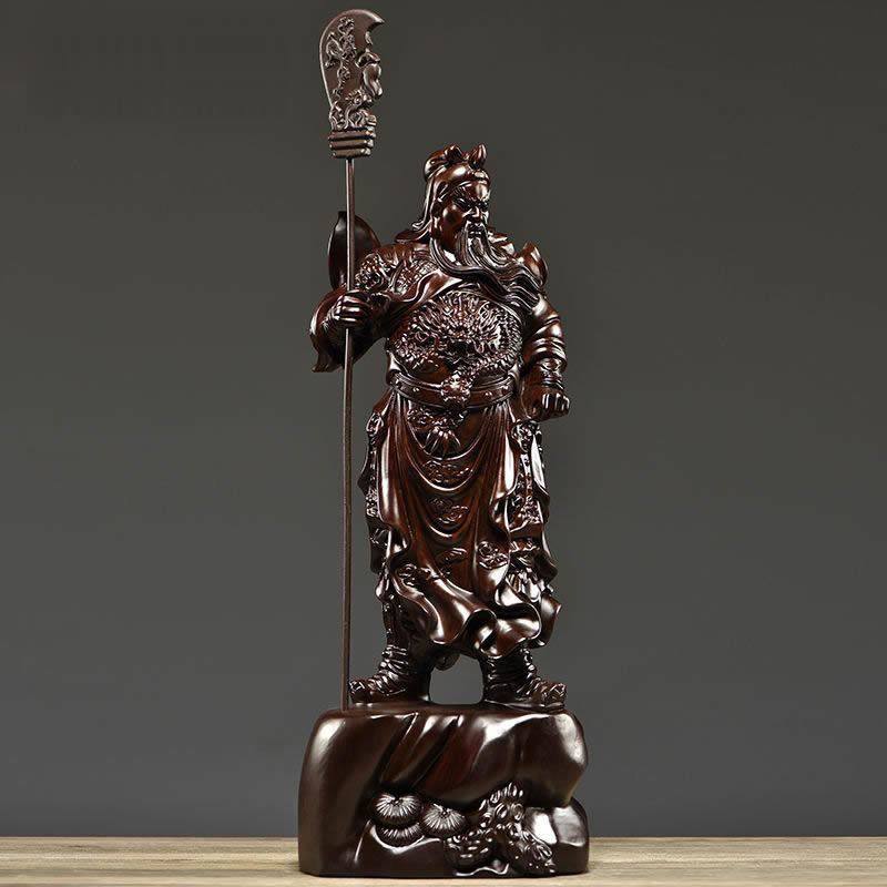 黑檀木雕关公实木武财神客厅佛像摆件家居店铺装饰开业送礼工艺品