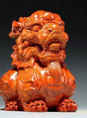 花梨木质麒麟雕刻摆件家居客厅办