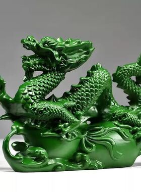 绿色木质龙摆件实木十二生肖龙摆