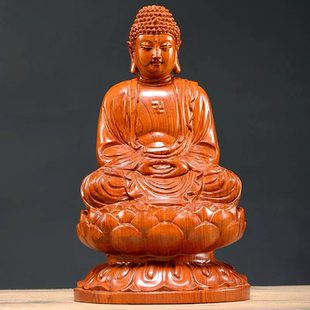 花梨木雕大日摆件释迦摩尼牟尼佛像阿弥陀佛三宝佛