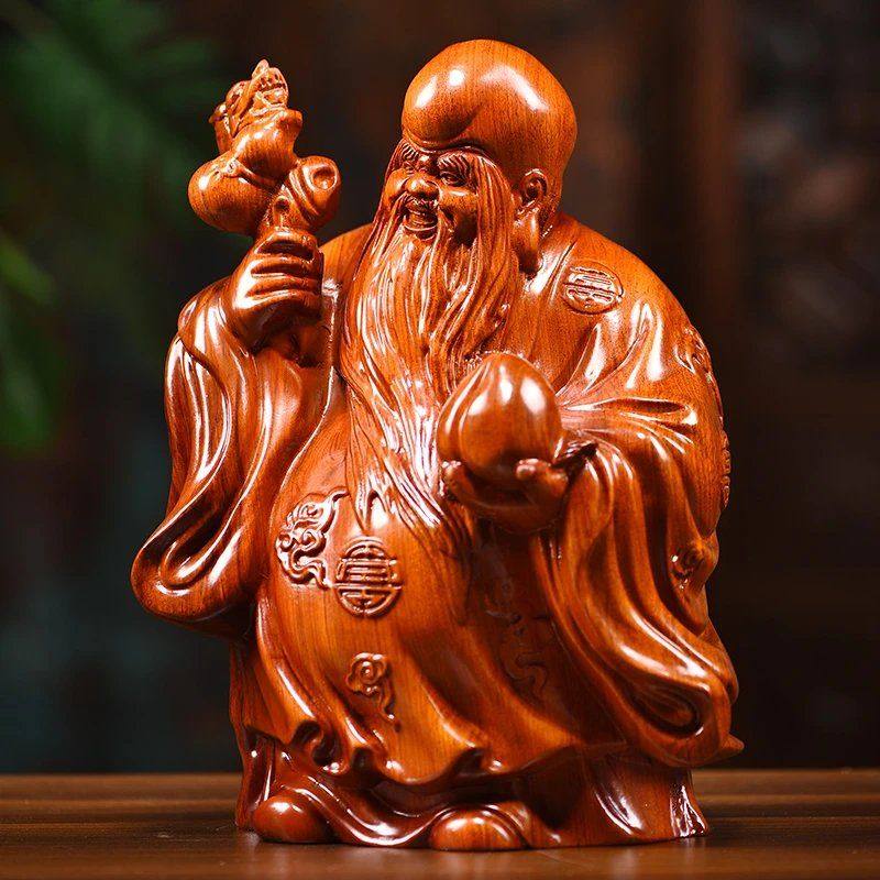 花梨木雕老寿星公摆件家居客厅装饰实木工艺品生日送礼物祝寿贺寿
