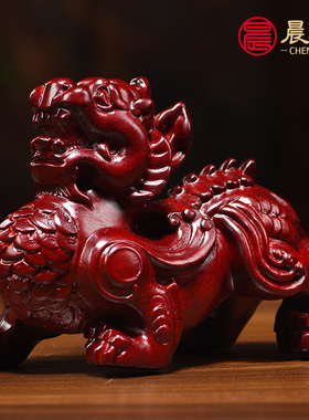 黑檀木雕貔貅摆件实一对家