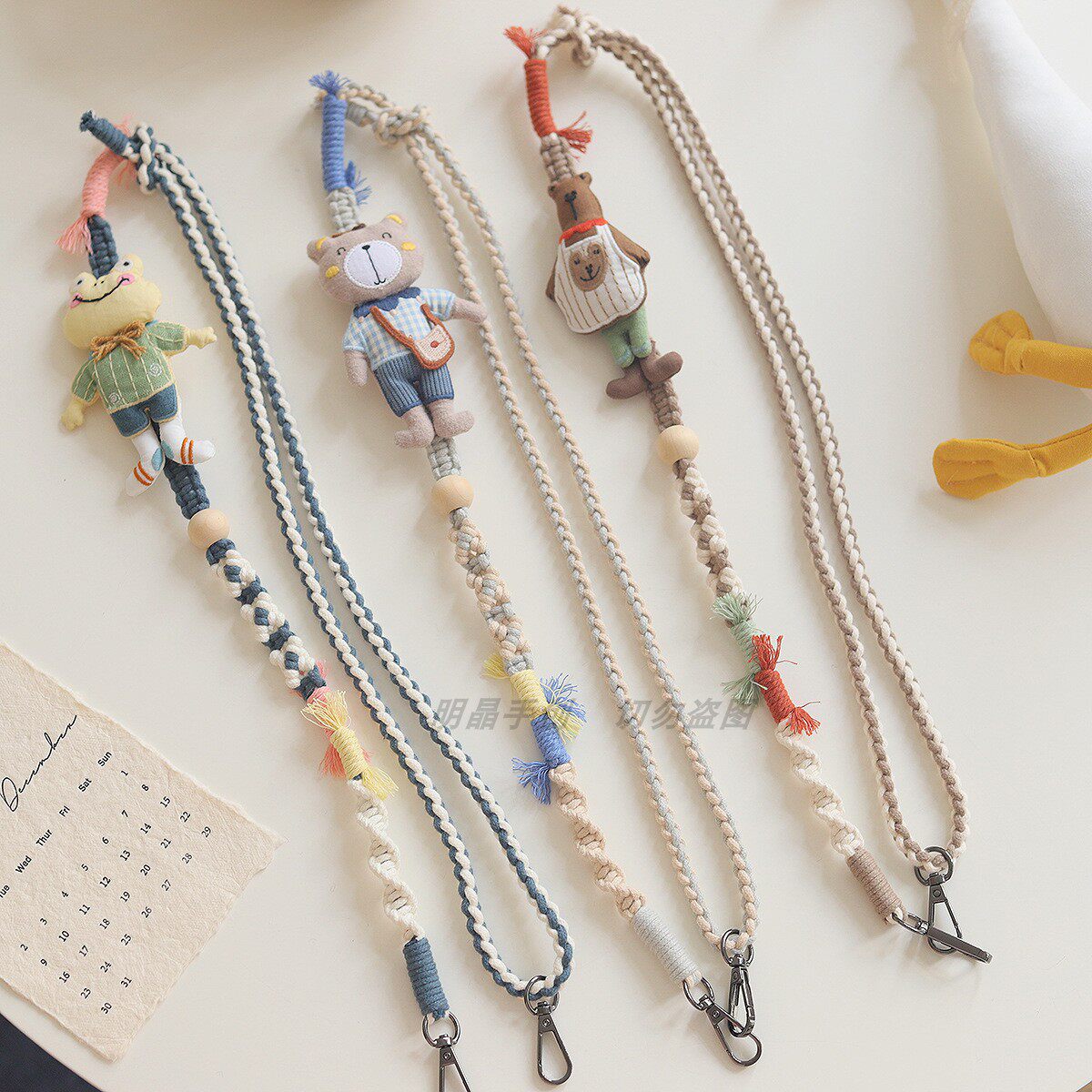 手工编织手机挂绳动物公仔长款斜挎电话绳防丢手机链可调长短背带