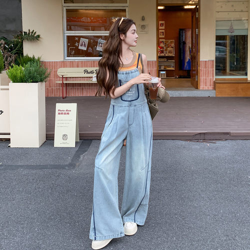 美式复古春夏时尚爆款背带裤女(不含背心）2C291-N268-P175-K299