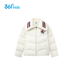 【商场同款】风螺纹领胸章短款羽绒服女2025冬季百搭小个子面包服