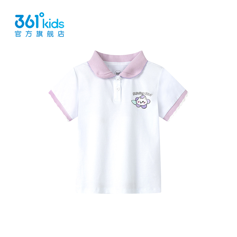 【商场同款】361童装儿童POLO衫2025春夏季女小童翻领短袖T恤上衣