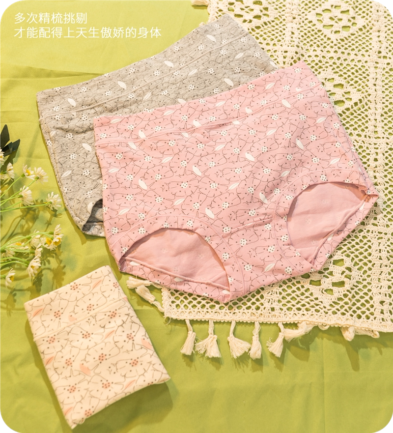 纯棉抗菌高腰提臀收腹小平角裤