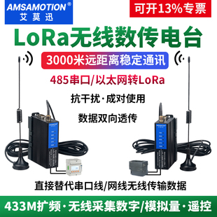 艾莫迅LoRa无线433数传电台485/232串口无线收发通讯远程传输模块