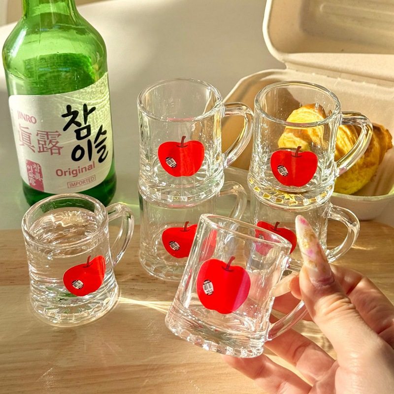 韩国ins风烧酒杯一口杯可爱苹果玻璃杯高颜值家用酒杯苹果烧酒杯,餐饮具,玻璃杯,淘宝优惠券,粉丝福利购,淘宝优惠卷