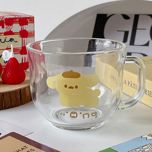【480ml卡通早餐杯】ins风玻璃牛奶杯水杯玻璃杯大容量喝水杯子