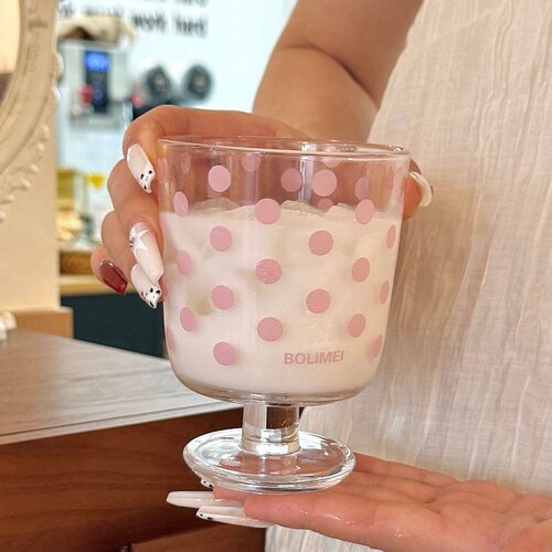 320ml波点少女心玻璃冷饮杯