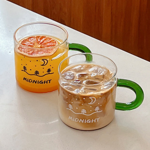 【600ml大容量玻璃杯】ins学生字母果汁杯牛奶杯咖啡杯早餐杯子
