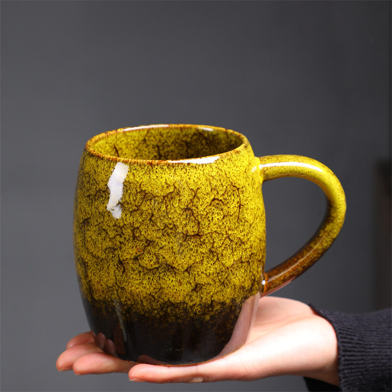 【640ml窑变马克杯】水桶杯陶瓷杯日式复古风渐变色咖啡杯水杯子