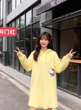 口袋休闲带帽卫衣裙C3FAB3302