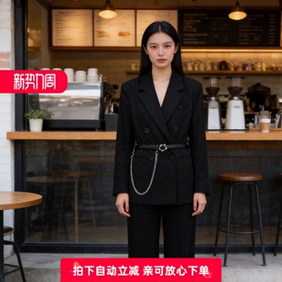 町家剪标秋上新款休闲黑色腰带多场合穿着西装外套垫肩C5BAB2101