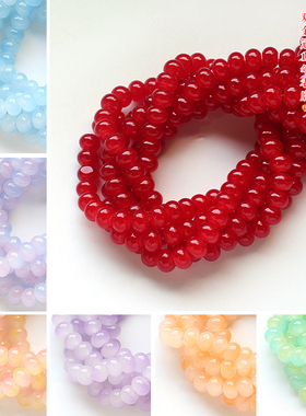 50颗7x10mm算盘珠玻璃材质扁珠diy手链珠子古风手工制作材料