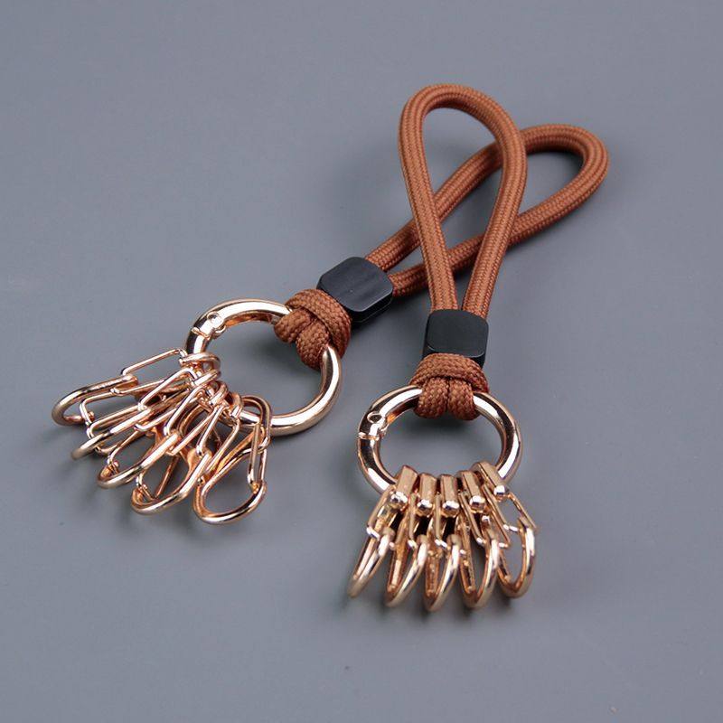 小众金属创意弹簧挂扣户外登山背包挂钩便携短绳汽车挂件钥匙扣