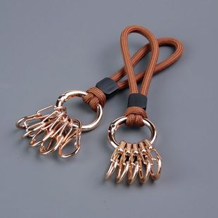 小众金属创意弹簧挂扣户外登山背包挂钩便携短绳汽车挂件钥匙扣