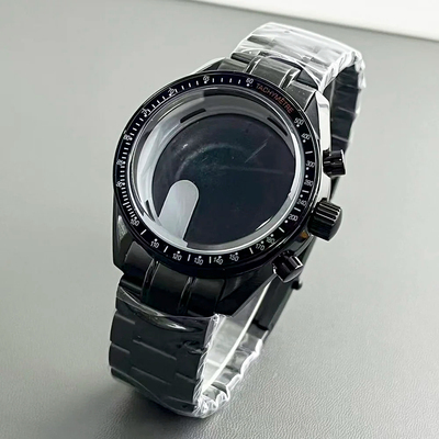 40MM手表改装配件多功能手表黑钢不锈钢表壳表带适合VK63VK64机芯