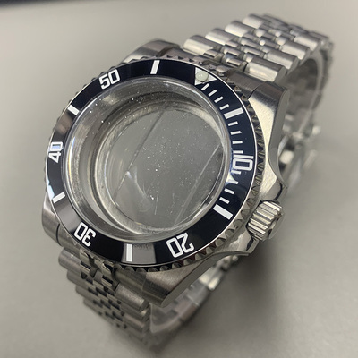 40mm水鬼表壳表带精钢外壳蓝宝石玻璃适配NH34/NH35/NH70机芯