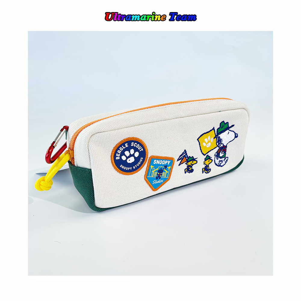 大阪USJ环球影城 史努比25年野营刺绣帆布登山扣学生笔袋笔盒