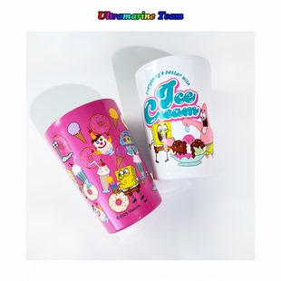 25夏新品 比奇堡海绵宝宝派大星印花不锈钢保温随行杯咖啡杯