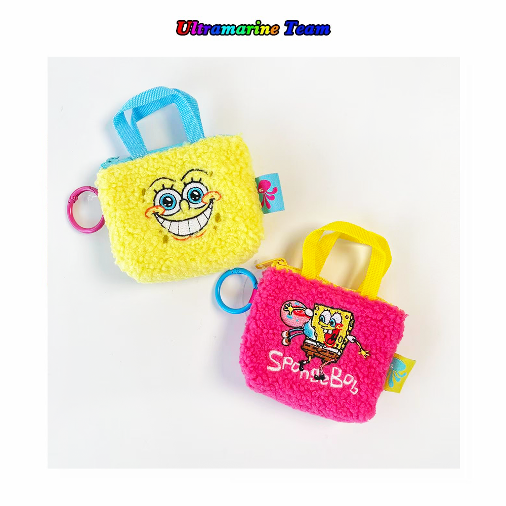 限定！PLAZA 比奇堡海绵宝宝系列毛绒迷你耳机包零钱包装饰收纳包,模玩/动漫/周边/娃圈三坑/桌游,动漫背包/钱包/箱包,淘宝优惠券,粉丝福利购,淘宝优惠卷