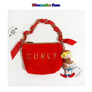手提包 CURLY 摇粒绒 红色 粉色 卷发女孩 随身包