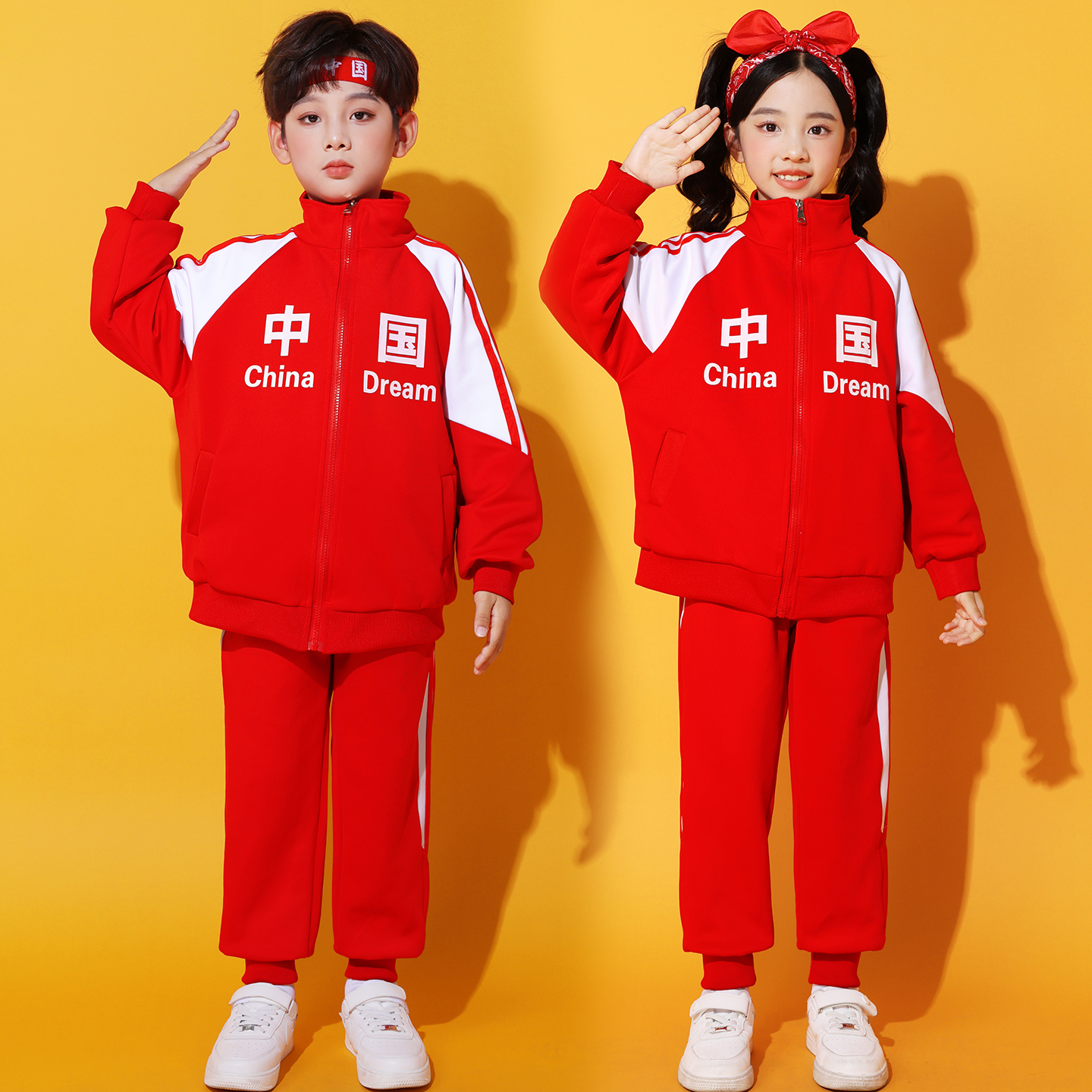 男女童中国风运动会合唱校服学生