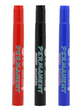 中柏SM338油性记号笔防水速干黑色红不易擦大头笔批发包邮10支