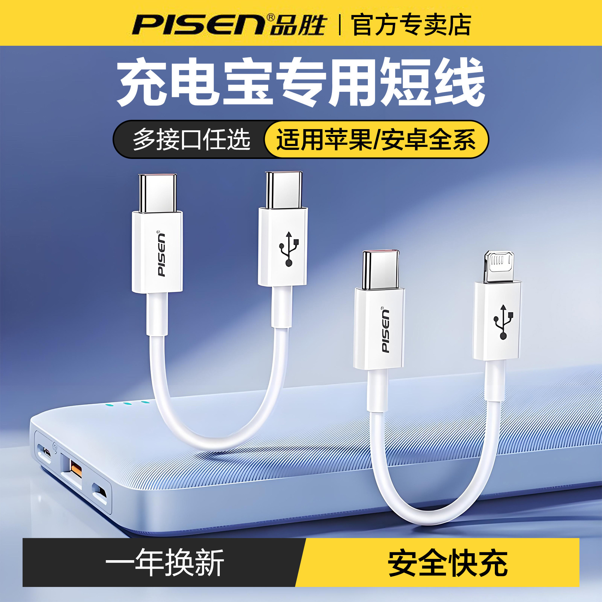 品胜短款60W快充双typec数据线图片
