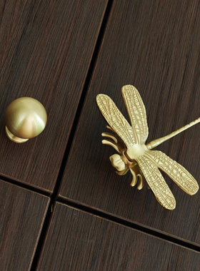 蜻蜓金色儿童房可爱衣柜门把手抽屉美式北欧酒柜轻奢金色银色拉手