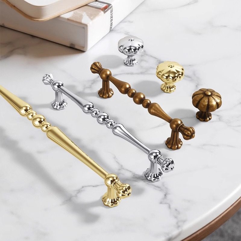 法式轻奢衣柜抽屉小拉手金色亮银