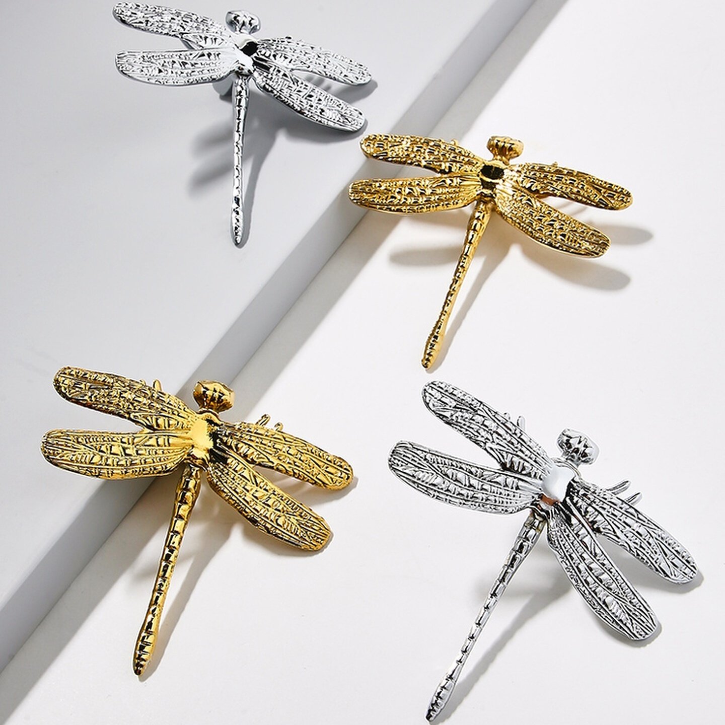 蜻蜓金色儿童房可爱衣柜门把手抽屉美式北欧酒柜轻奢金色银色拉手