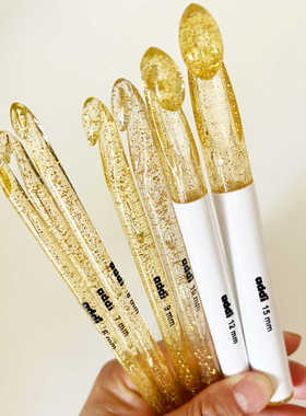 德国进口编织工具addi水晶感亚克力粗钩针毛毯针15厘米超粗钩针