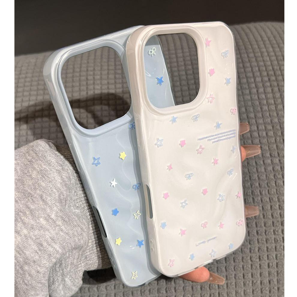 褶皱纹韩系星星蝴蝶结甜美手机壳