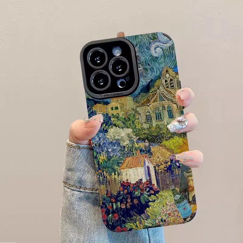 小羊皮防摔油画梵高塔罗牌手机壳